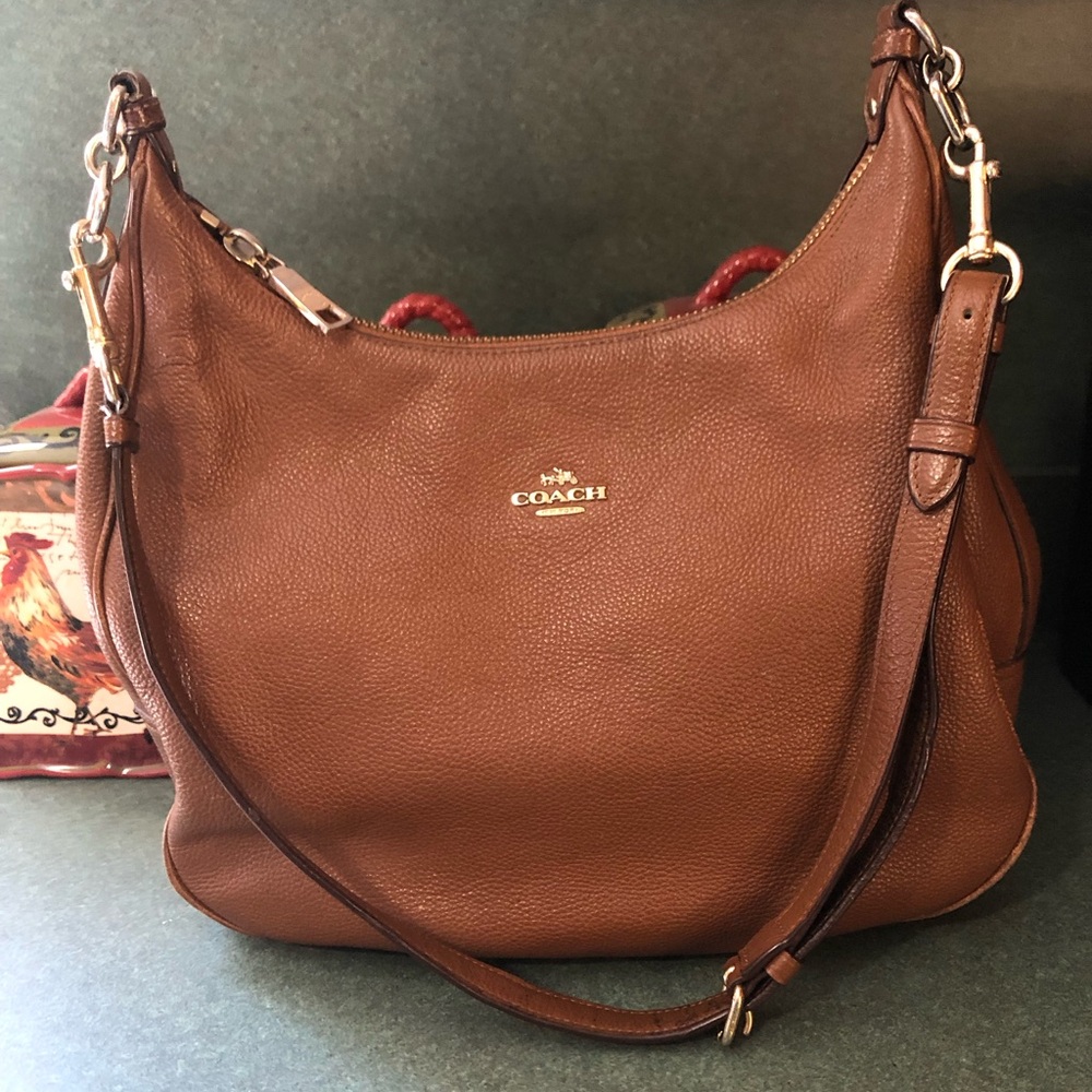 Coach Teri Brown Pebbled Leather Hobo Bag